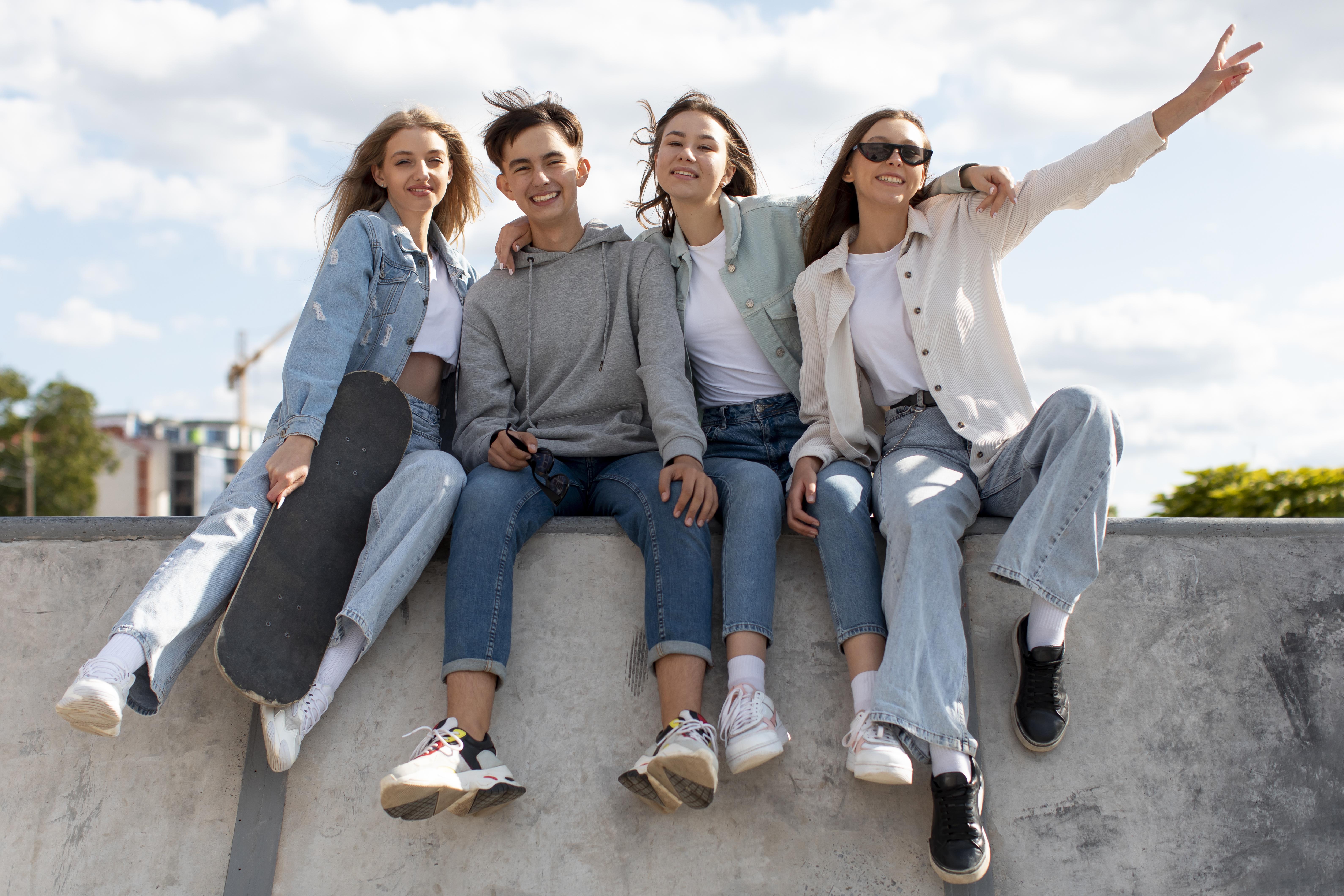 Teenagers spending time together outdoors